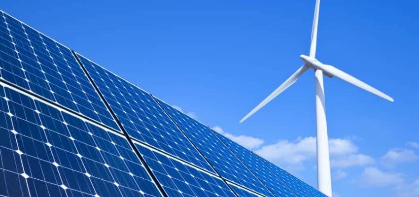 solar panel and wind turbine