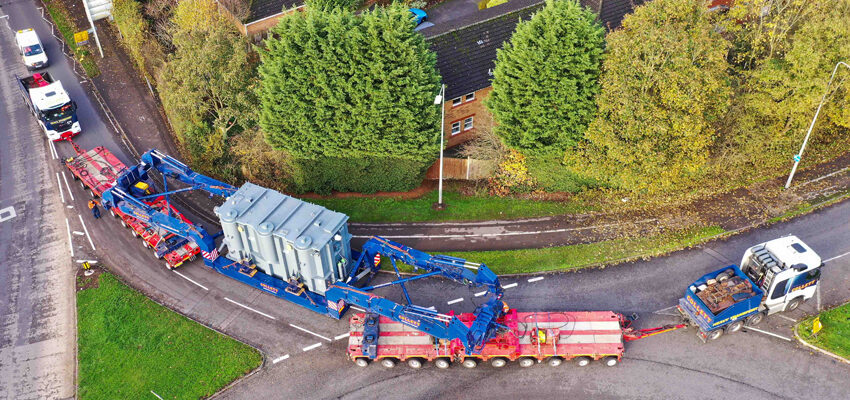 Trucks delivering power transformer